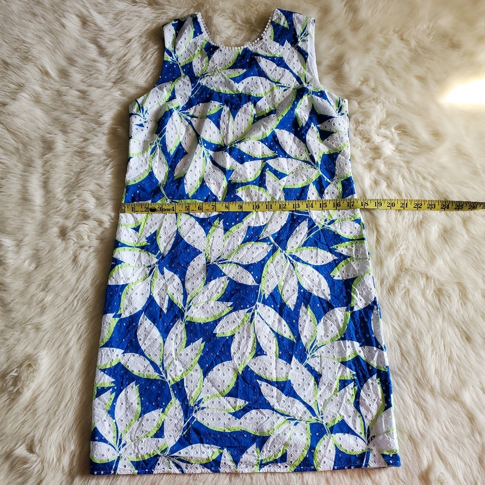 Draper James Eyelet Shift Dress in Sapphire Blue Print Size 2 NWT - Picture 12 of 13